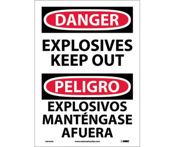 Danger: Explosives Keep Out Bilingual - 14X10 - PS Vinyl - ESD436PB