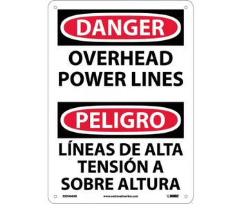 Danger: Overhead Power Lines - Bilingual - 14X10 - .040 Alum - ESD468AB