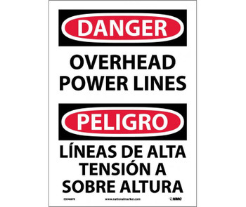 Danger: Overhead Power Lines - Bilingual - 14X10 - PS Vinyl - ESD468PB