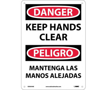 Danger: Keep Hands Clear - Bilingual - 14X10 - .040 Alum - ESD654AB