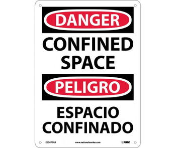 Danger: Confined Space - Bilingual - 14X10 - .040 Alum - ESD670AB