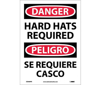 Danger: Hard Hats Required - Bilingual - 14X10 - PS Vinyl - ESD689PB