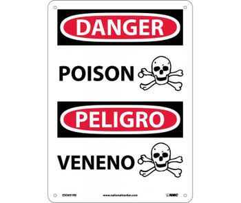 Danger: Poison (Graphic) Bilingual - 14X10 - Rigid Plastic - ESD691RB