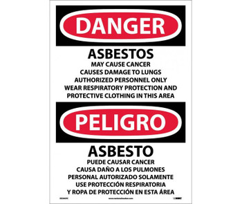 Danger: Asbestos Cancer And Lung Disease (Bilingual) - 20X14 - PS Vinyl - ESD95PC