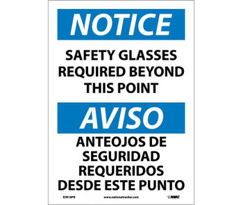 Notice: Safety Glasses Required Beyond This Point Bilingual - 14X10 - PS Vinyl - ESN18PB