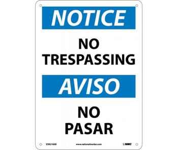 Notice: No Trespassing Bilingual - 14X10 - .040 Alum - ESN218AB