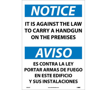 Notice: It Is Against The Law To Carry A Handgun On These Premises - 20X14 - PS Vinyl - ESN35PC