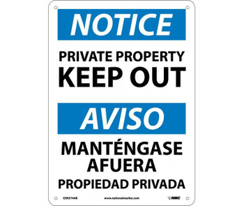 Notice: Private Property Keep Out - Bilingual - 14X10 - .040 Alum - ESN374AB