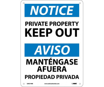 Notice: Private Property Keep Out - Bilingual - 14X10 - Rigid Plastic - ESN374RB