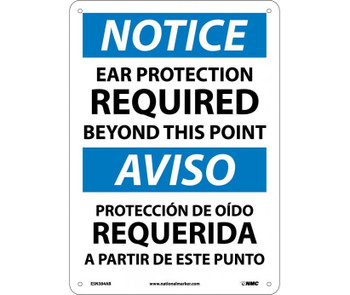 Notice: Ear Protection Required Beyond This Point - Bilingual - 14X10 - .040 Alum - ESN384AB