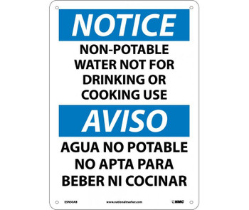 Notice: Non-Potable Water Not For Drinking Or Cooking Use Bilingual - 14X10 - .040 Alum - ESN50AB