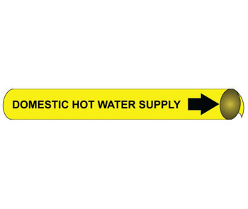 Pipemarker Strap-On - Domestic Hot Water Supply B/Y - Fits 6"-8" Pipe - F4038