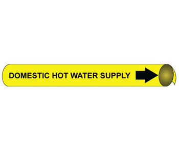 Pipemarker Strap-On - Domestic Hot Water Supply B/Y - Fits 8"-10" Pipe - G4038