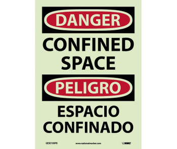 Danger: Confined Space - Bilingual - 14X10 - PS Glow Vinyl - GESD100PB