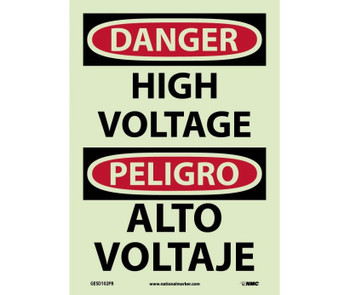 Danger: High Voltage - Bilingual - 14X10 - PS Glo Vinyl - GESD102PB