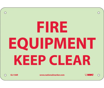 Fire - Fire Equipment Keep Clear - 7X10 - Rigid Plasticglow - GL156R