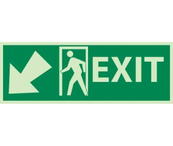 Exit (W/ Door And Left Down Arrow) - 5X14 - PS Glow - GL309P