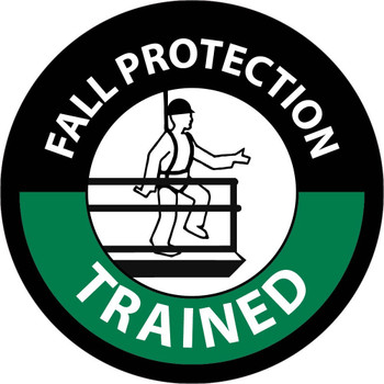 Hard Hat Label - Fall Protection Trained - 2"Dia. Reflective PS Vinyl - Pack of 25 - HH71R