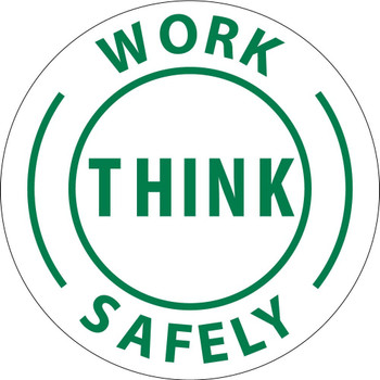 Hard Hat Label - Work Think Safely - 2"Dia. Reflective PS Vinyl - Pack of 25 - HH12R