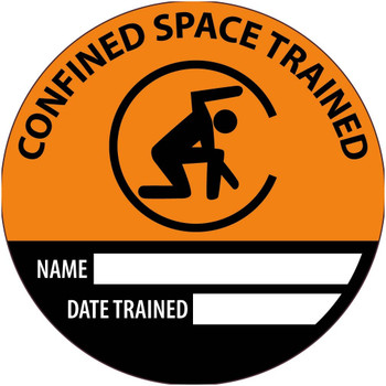 Hard Hat Emblem - Confined Space Trained Name Date Trained - 2" Dia - PS Vinyl - HH141