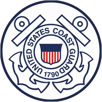 Hard Hat Label - United States Coast Guard - 2" Dia - Reflective PS Vinyl - Pack of 25 - HH150R