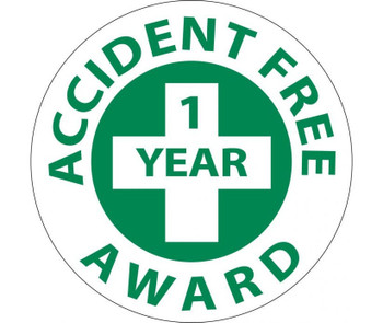 Hard Had Emblem - Accident Free Award (1 Year) - 2" Dia - PS Vinyl - HH31