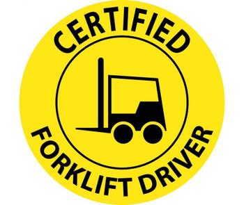 Hard Hat Emblem - Certified Forklift Driver - 2 Dia - PS Vinyl - Pack of 25 - HH66