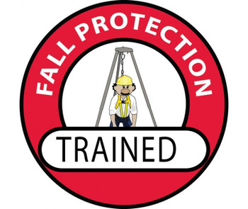 Hard Hat Emblem - Fall Protection Trained - 2 Dia - PS Vinyl - Pack of 25 - HH71