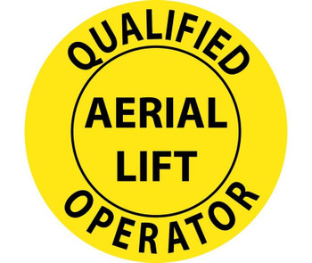 Hard Hat Emblem - Qualified Aerial Lift Operator - 2 Dia - PS Vinyl - Pack of 25 - HH84