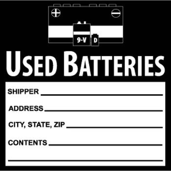 Self-Laminating Labels - Used Batteries - 6X6 - PS Vinyl - Pack of 5 - HW37SL5