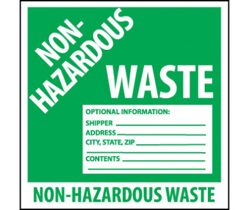 Self-Laminating Labels - Non-Hazardous Waste - 6X6 - PS Vinyl - Pack of 5 - HW5SL5