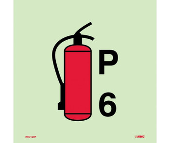 Imo - Symbol - Fire Extinguisher Powder P6 - 6X6 - Glow Vinyl Laminated - IMO120P