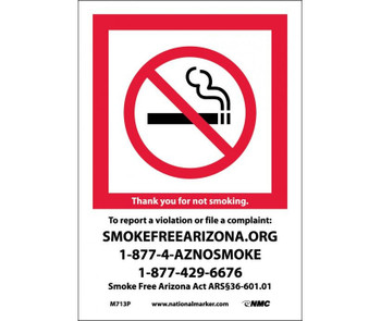 Arizona No Smoking - 7X10 - PS Vinyl - M713P