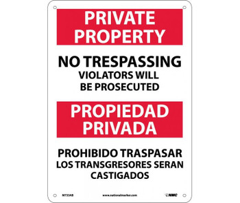 Private Property No Trespassing Violators Will Be Prosecuted - Bilingual - 14X10 - .040 Alum - M733AB