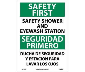 Safety First Safety Shower And Eyewash Station - Bilingual - 14X10 - PS Vinyl - M735PB