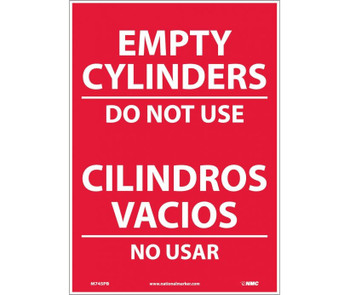 Empty Cylinders Do Not Use - Bilingual - 14X10 - PS Vinyl - M745PB