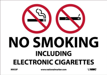 No Smoking Including Electronic Cigarettes - 7X10 - Pressure Sensitive Vinyl - M953P