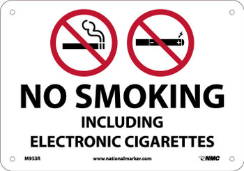 No Smoking Including Electronic Cigarettes - 7X10 - .050 Rigid Plastic - M953R