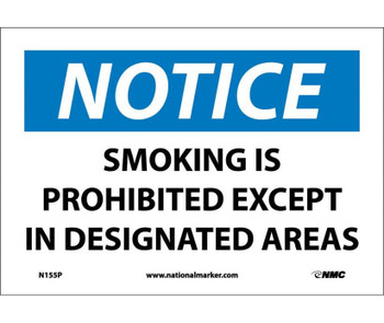 Notice: Smoking Is Prohibited Except In Designated Areas - 7X10 - PS Vinyl - N155P