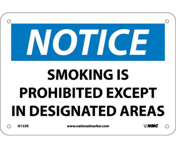 Notice: Smoking Is Prohibited Except In Designated Areas - 7X10 - Rigid Plastic - N155R