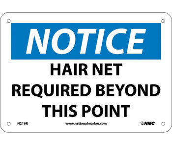 Notice: Hair Net Required Beyond This Point - 7X10 - Rigid Plastic - N216R