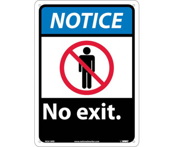Notice: No Exit - 14X10 - Rigid Plastic - NGA18RB