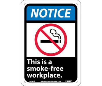 Notice: This Is A Smoke-Free Workplace (W/Graphic) - 10X7 - Rigid Plastic - NGA1R