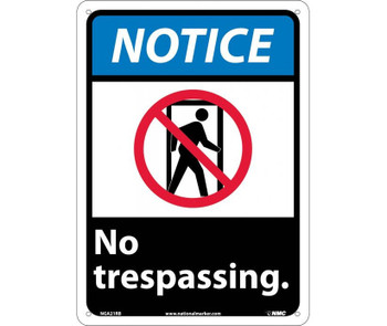 Notice: No Trespassing - 14X10 - Rigid Plastic - NGA21RB