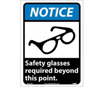 Notice: Safety Glasses Required Beyond This Point - 14X10 - PS Vinyl - NGA22PB