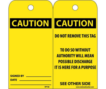 Tags - Caution: 6X3 - Unrip Vinyl - Pack of 25 - RPT28