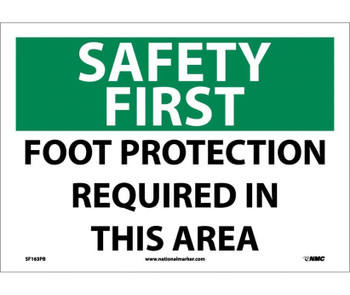 Safety First - Foot Protection Required In This Area - 10X14 - PS Vinyl - SF163PB