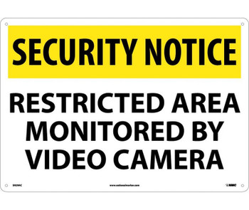 Security Notice: Restricted Area Monitored By Video Camera - 14X20 - .040 Alum - SN29AC