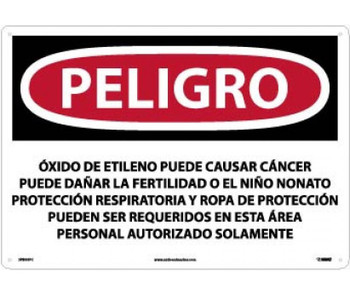 Peligro Ethylene Oxide May Cause Cancer  Authorized Personnel Only (Spanish) - 14 X 20 - PS Vinyl - SPD33PC