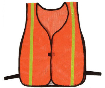 Safety Vests - Fluorescent Orange Mesh - 3/4" Silver Stripe - SV9